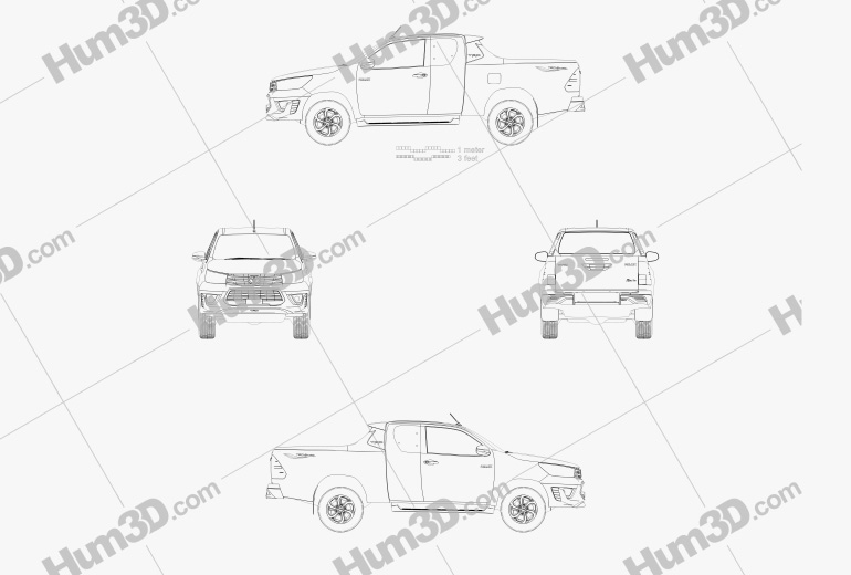 Toyota Hilux Подвійна кабіна Revo TRD Sportivo 2019 Креслення