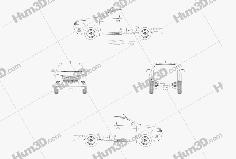 Toyota Hilux Workmate Single Cab Chassis 2018 Чертеж