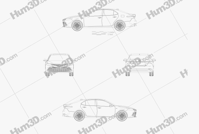 Toyota Camry XLE híbrido 2021 Blueprint