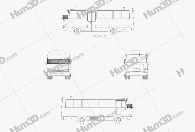 Toyota Coaster School Bus 1983 Blueprint