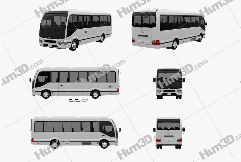 Toyota Coaster Deluxe bus 2016 Blueprint Template