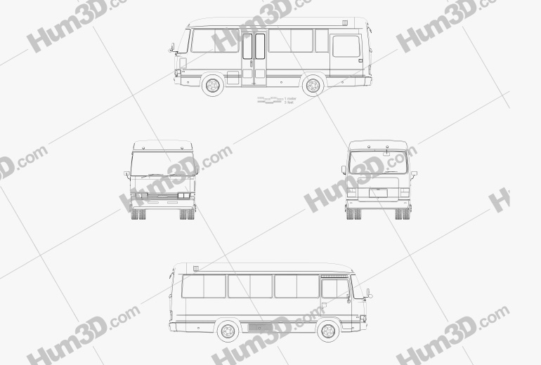 Toyota Coaster Autobus 1983 Blueprint