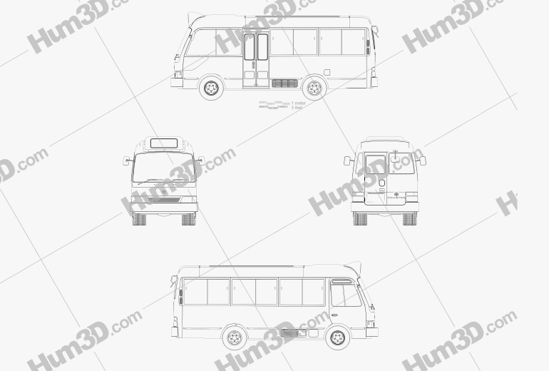 Toyota Coaster Hong Kong Autobus 1995 Disegno Tecnico