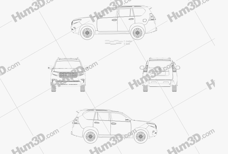 Toyota Land Cruiser Prado 5-door EU-spec 2020 Blueprint