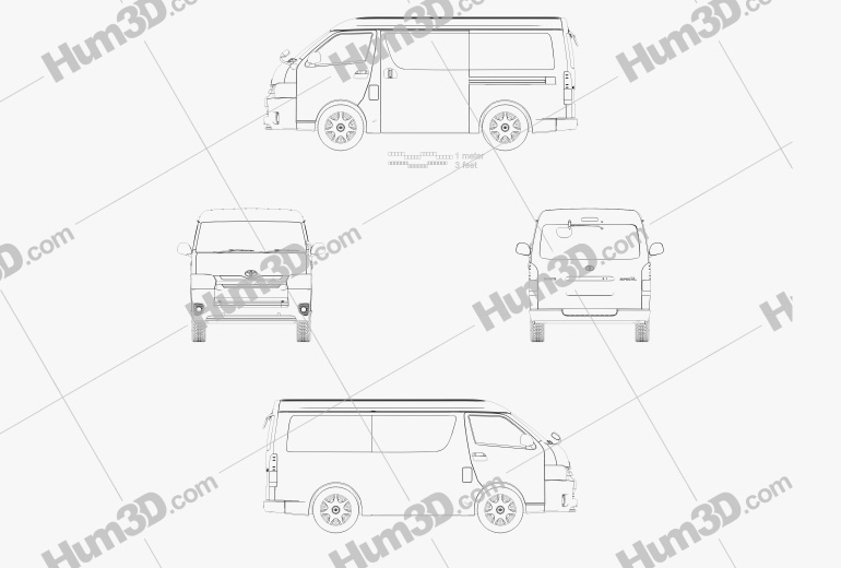 Toyota Hiace Passenger Van L1H2 GL 2015 Blueprint