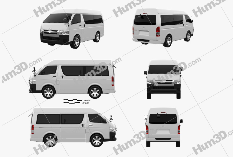 Toyota Hiace Passenger Van L1H3 DX 2015 Blueprint Template