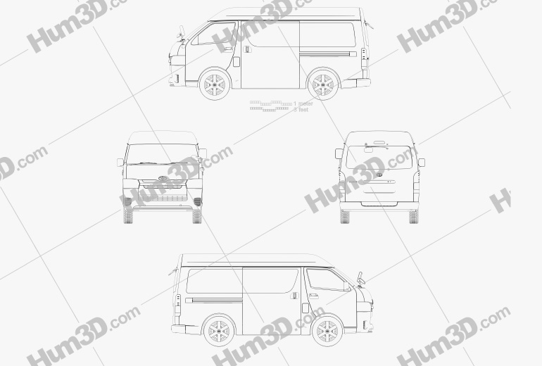 Toyota Hiace Passenger Van L1H3 DX 2015 Blueprint