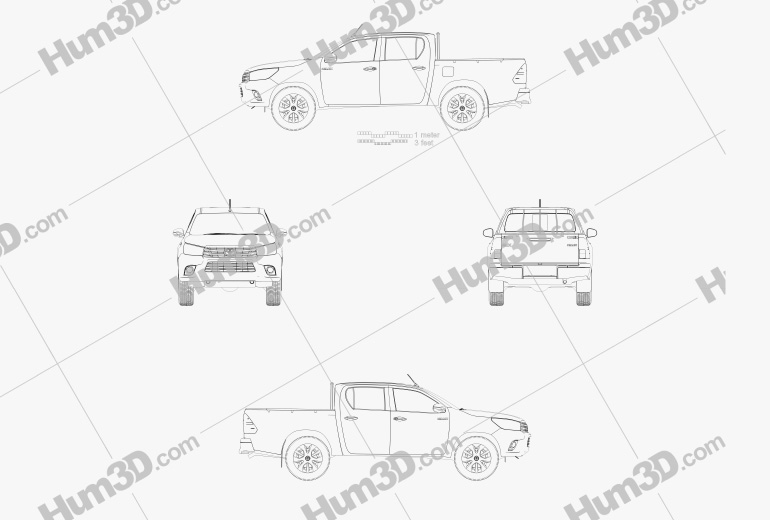 Toyota Hilux ダブルキャブ GLX 2015 設計図