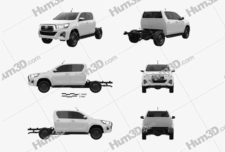 Toyota Hilux Double Cab Chassis SR 2021 Blueprint Template