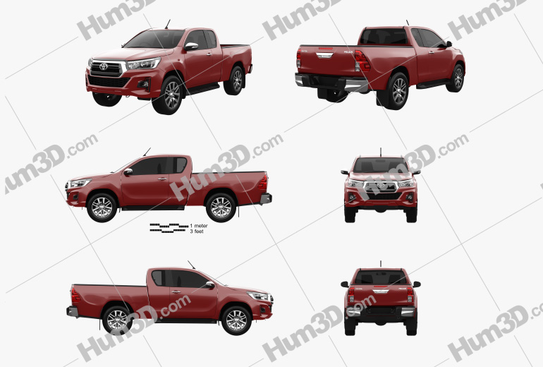 Toyota Hilux Extra Cab Raider 2022 Blueprint Template