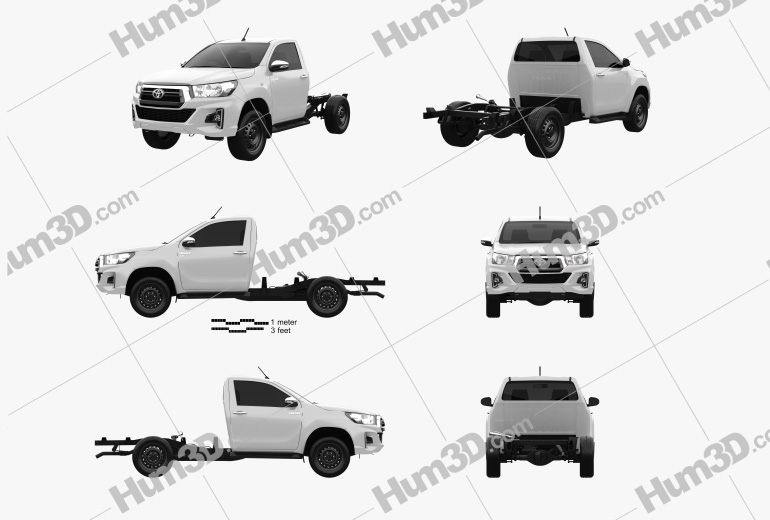 Toyota Hilux Single Cab Chassis SR 2021 Blueprint Template