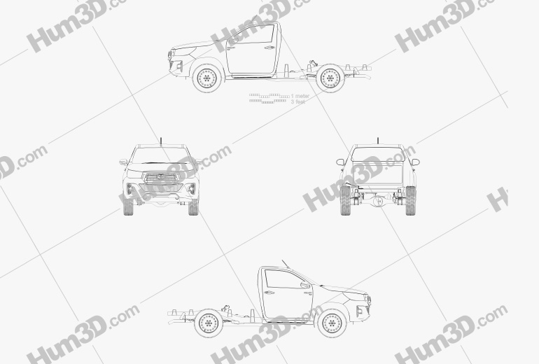 Toyota Hilux 单人驾驶室 Chassis SR 2019 蓝图