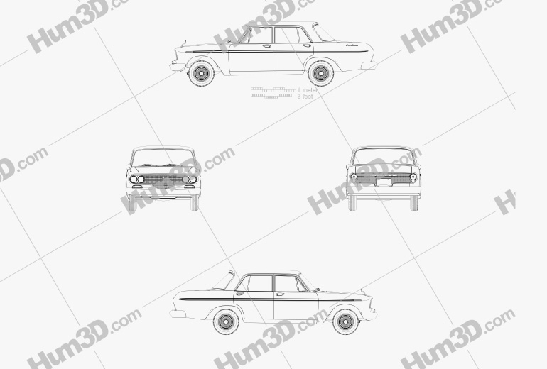 Toyota Crown 1962 테크니컬 드로잉