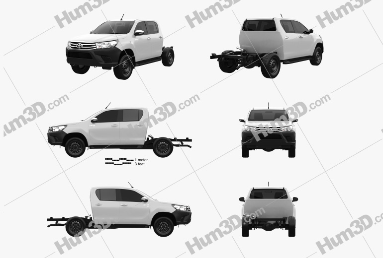 Toyota Hilux Double Cab Chassis 2018 Blueprint Template