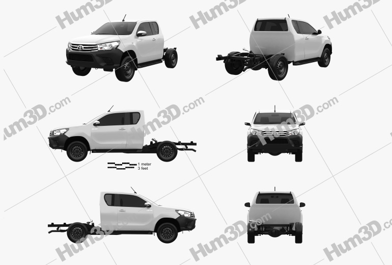 Toyota Hilux Extra Cab Chassis 2018 Blueprint Template