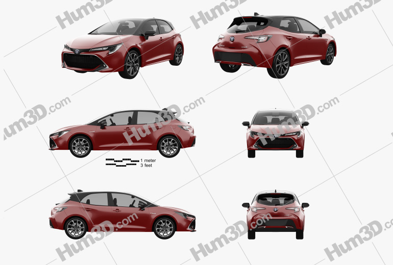 Toyota Corolla hatchback hybrid 2021 Blueprint Template