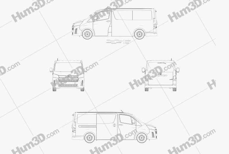Toyota Hiace Пассажирский фургон L1H1 Deluxe 2019 Чертеж