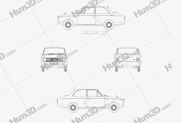Toyota Corolla 2 porte Berlina 1966 Disegno Tecnico