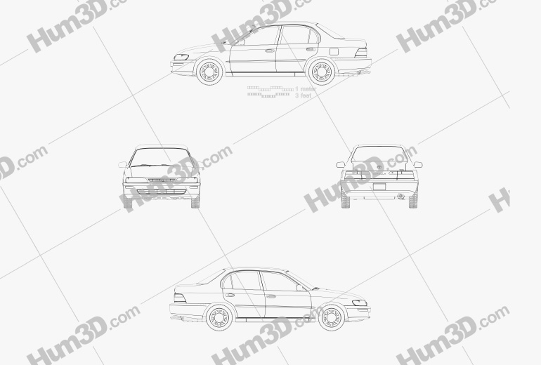 Toyota Corolla Berlina 1995 Disegno Tecnico
