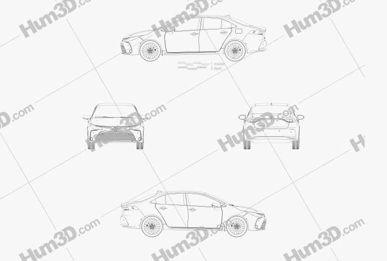 Toyota Corolla Altis 2020 Disegno Tecnico