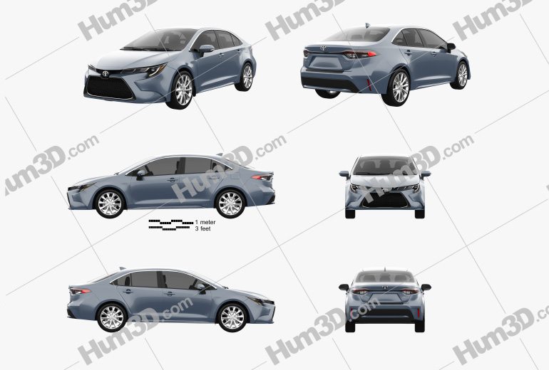 Toyota Corolla XLE US-spec sedan 2022 Blueprint Template