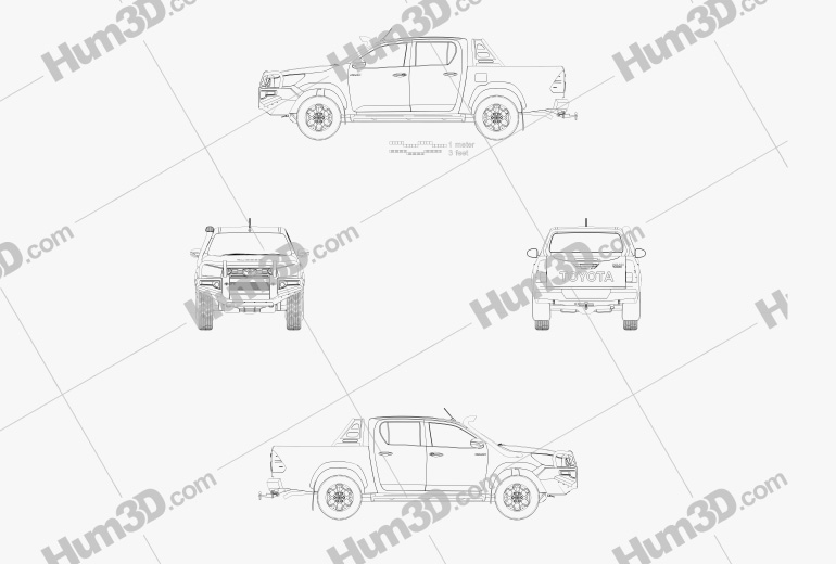 Toyota Hilux Подвійна кабіна Rugged 2022 Креслення