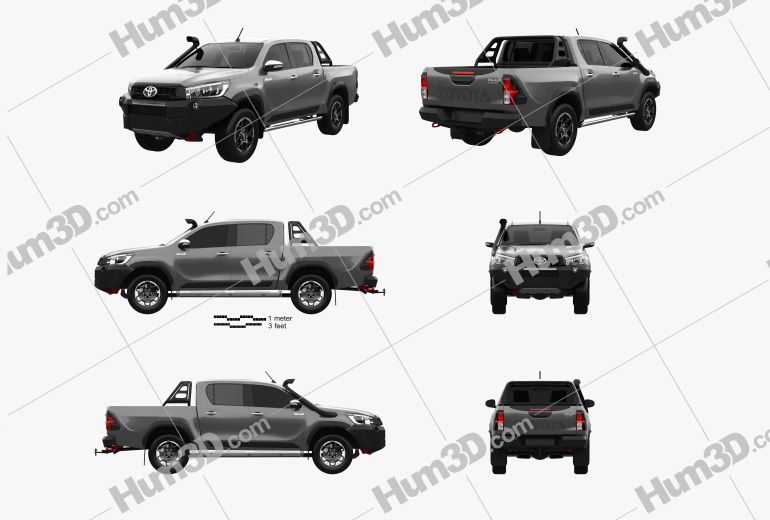 Toyota Hilux Double Cab Rugged X 2022 Blueprint Template