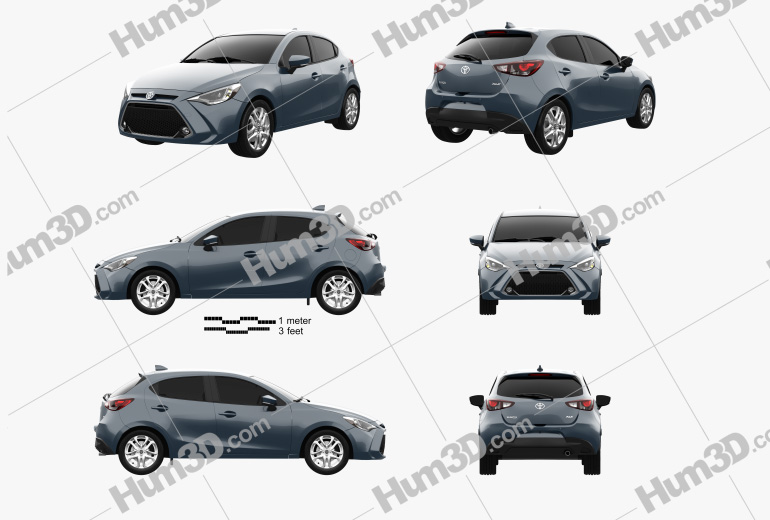 Toyota Yaris CA-spec XLE hatchback 2022 Blueprint Template