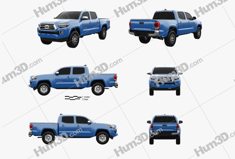 Toyota Tacoma Double Cab Short bed Limited 2022 Blueprint Template