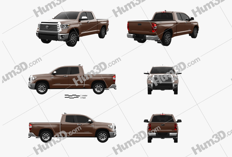 Toyota Tundra Double Cab Standard bed Limited 2022 Blueprint Template