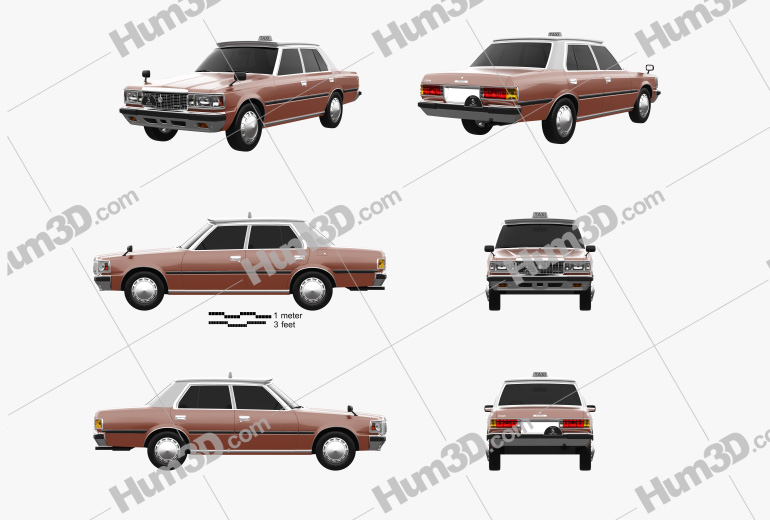 Toyota Crown Taxi 1982 Blueprint Template