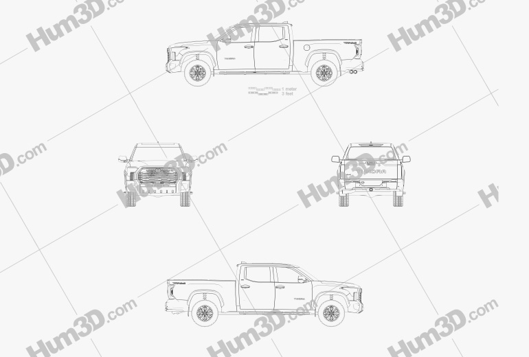 Toyota Tundra CrewMax TRD SR5 2022 蓝图