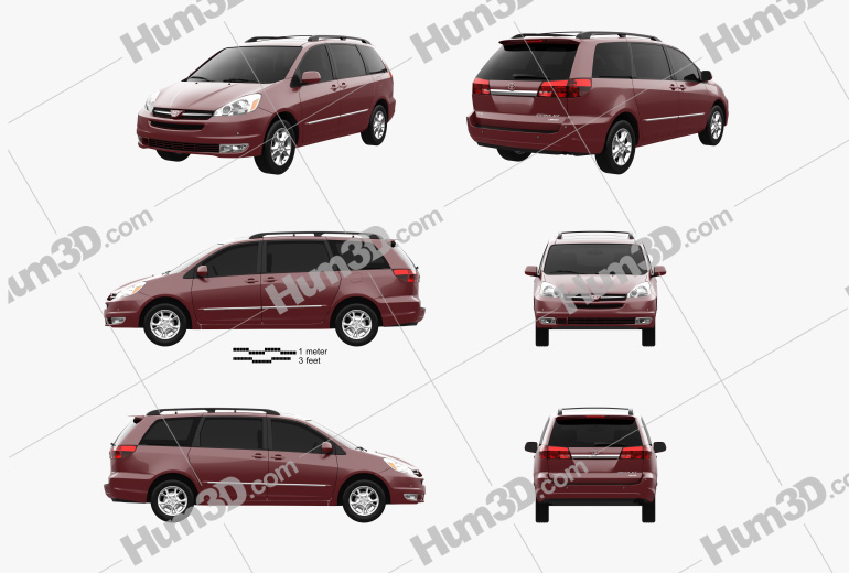 Toyota Sienna XLE Limited 2007 Blueprint Template