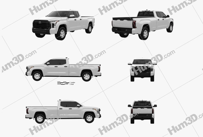 Toyota Tundra Double Cab Long bed SR 2022 Blueprint Template