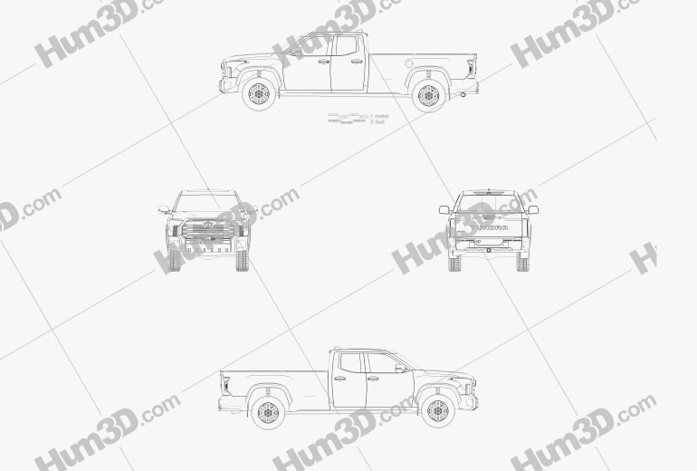 Toyota Tundra Двойная кабина Long bed SR 2022 Чертеж