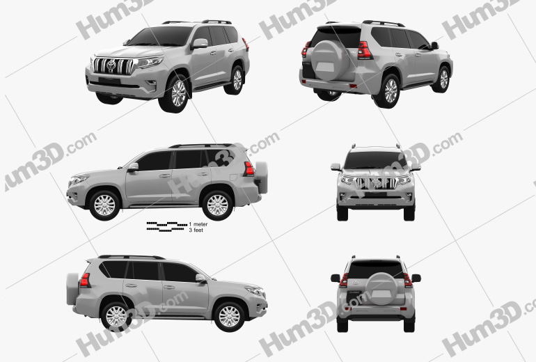 Toyota Land Cruiser Prado VX AU-spec 5-door 2017 Blueprint Template