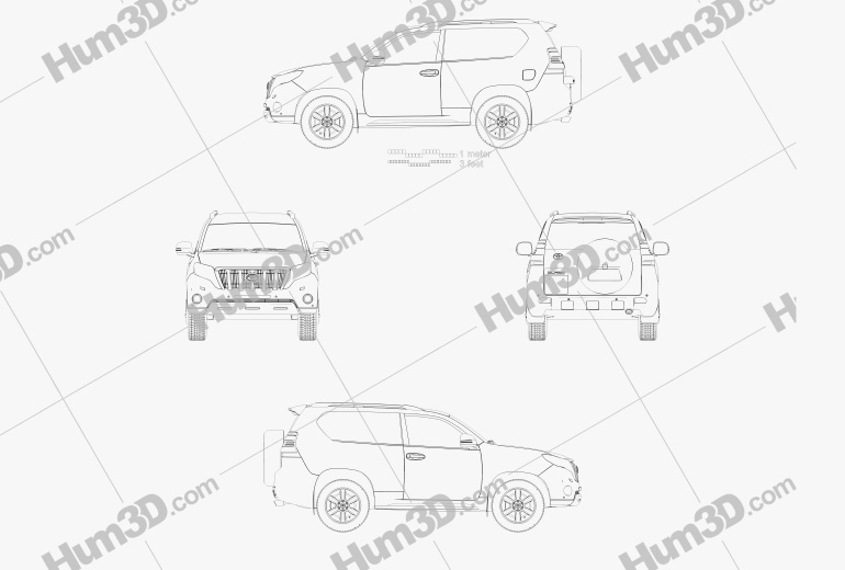 Toyota Land Cruiser Prado 3-Türer 2016 Blueprint