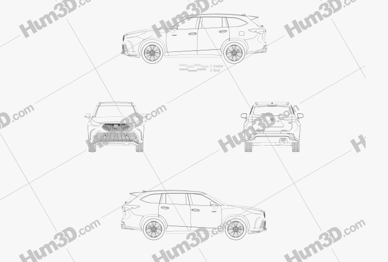 Toyota Kluger Crown 하이브리드 Limited CN-spec 2021 도면