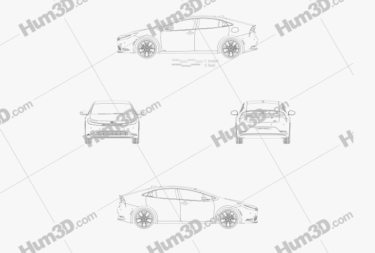 Toyota Prius HEV Limited US-spec 2023 Blueprint