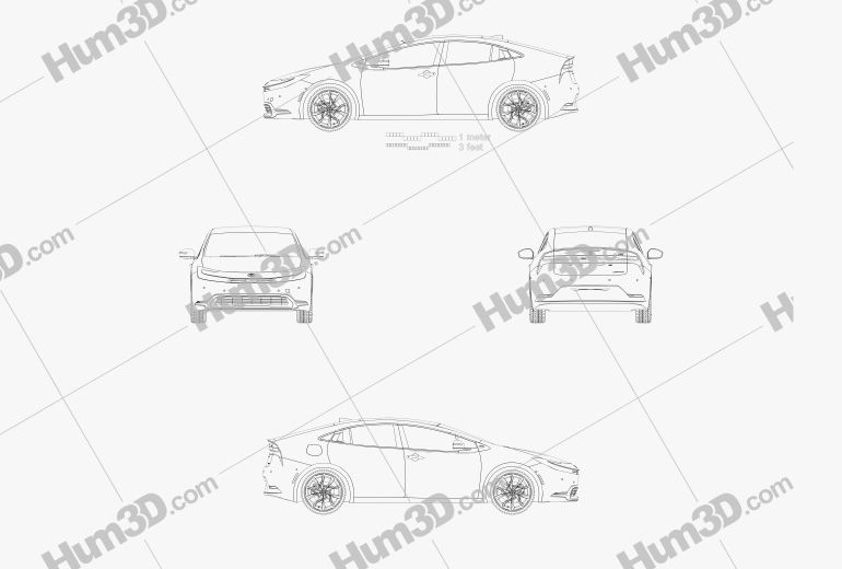 Toyota Prius Prime XSE US-spec 2023 ブループリント