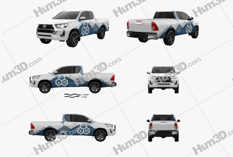 Toyota Hilux Extra Cab Hydrogen prototype 2022 Blueprint Template