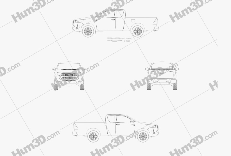 Toyota Hilux Extra Cab Hydrogen prototype 2022 Чертеж
