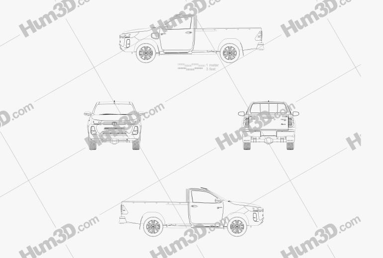 Toyota Hilux シングルキャブ BEV 2023 ブループリント