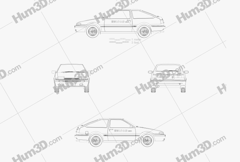 Toyota Sprinter Trueno Initial D 3-doors 1986 Blueprint