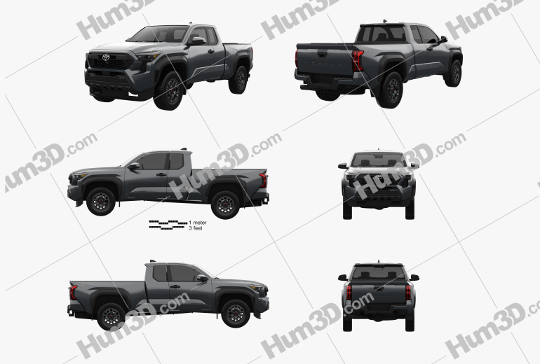Toyota Tacoma Xtra Cab Long bed TRD PreRunner 2024 Blueprint Template