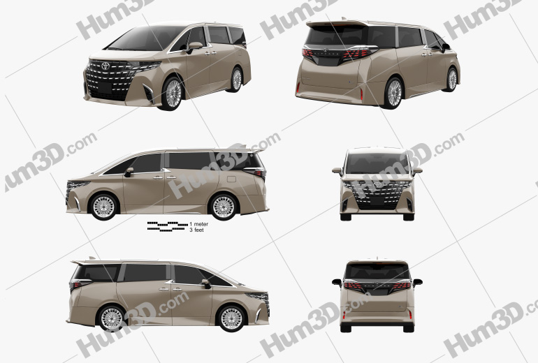 Toyota Alphard hybrid E-Four Executive Lounge 2024 Blueprint Template