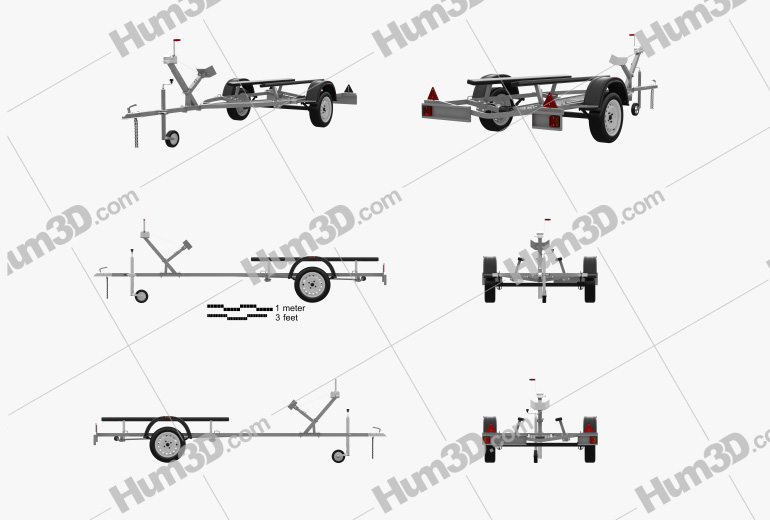 Generic Inflatable Boat Car Trailer 2023 Blueprint Template