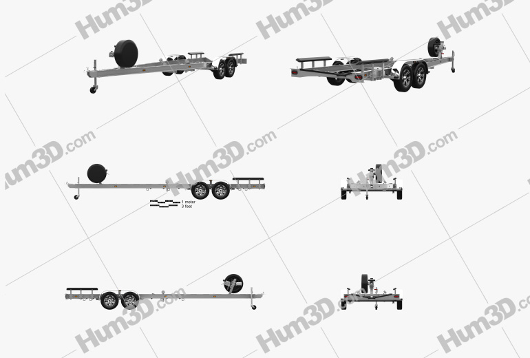 Car trailer for a boat Blueprint Template