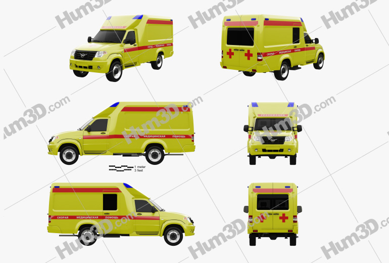 UAZ Profi Ambulance 2019 Blueprint Template