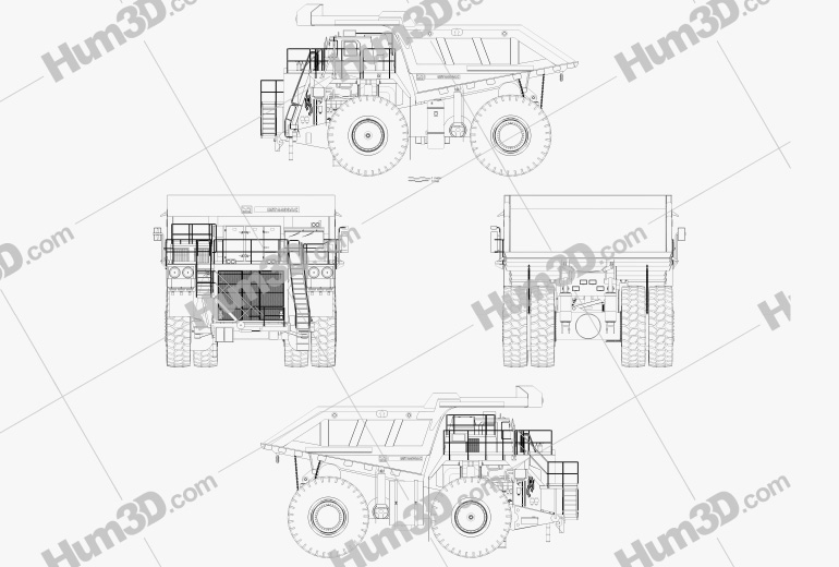 Unit Rig MT4400AC Dump Truck 2012 Blueprint
